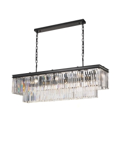 Serene 13 Light Rectangular Crystal Pendant 13x25 watt E14 SERENE PE13-BK