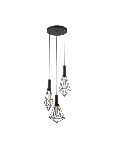 BLACKBAND2X3 - BLACKBAND & WHITEBAND Pendant Light 3x Bird Cage With Round Base