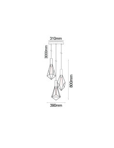 BLACKBAND2X3 - BLACKBAND & WHITEBAND Pendant Light 3x Bird BLACKBAND2X3 2