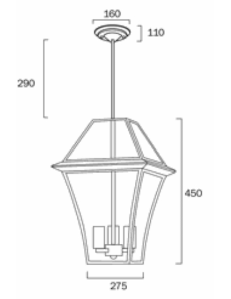 Rye 27 Traditional Pendant / CTC Shade Height RYE PE27-BK