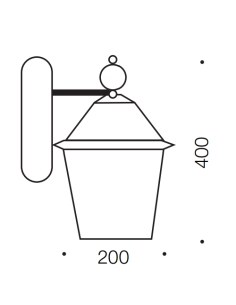 Rye Exterior Wall Bracket 25 watt E27 Height 400mm RYE EX20-BK 2
