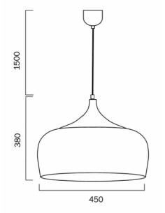 Polk 1 Light Pendant Large 25 watt E27max Width 450mm POLK PE45-BKB 2