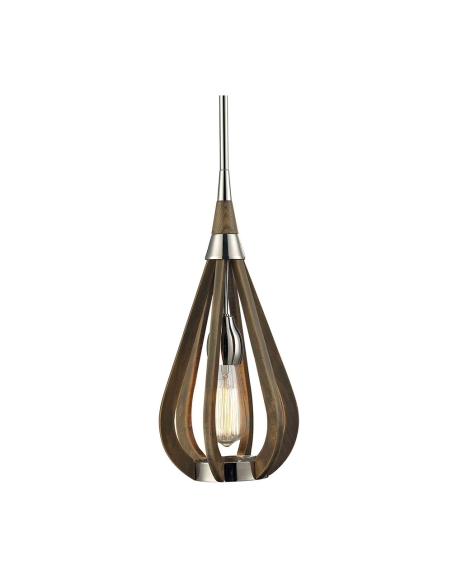 BONITO1 - BONITO Rustic Small Taupe / Winter Moss Wood Tear Drop Pendant Light