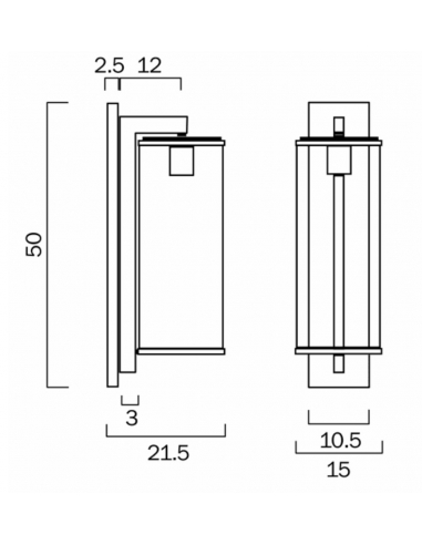 PEROVA EX50-BK - PEROVA 50 EXTERIOR WALL LIGHT - PEROVA EX50-BK