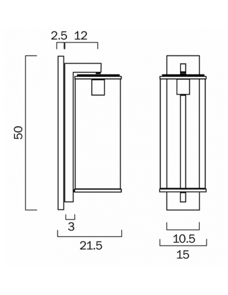 PEROVA EX50-BK - PEROVA 50 EXTERIOR WALL LIGHT - PEROVA EX50-BK