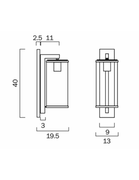 PEROVA EX40-BK - PEROVA 40 EXTERIOR WALL LIGHT - PEROVA EX40-BK