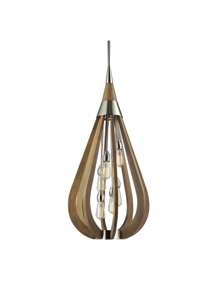 BONITO3 - BONITO Rustic Large Taupe / Winter Moss Wood Tear Drop Pendant Light