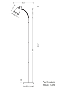 Nova Floor Lamp 25 watt E27max Height 1550mm Width 205mm - NOVA FL-WH 2