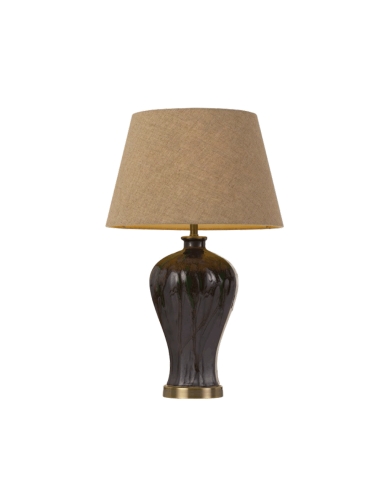 Kathy Table Lamp - line switch - Silver & Glazed Green/Linen