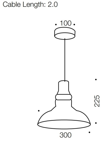 Hertel 1 Light Pendant Large - Black/Amber HERTEL PE30-BKAM