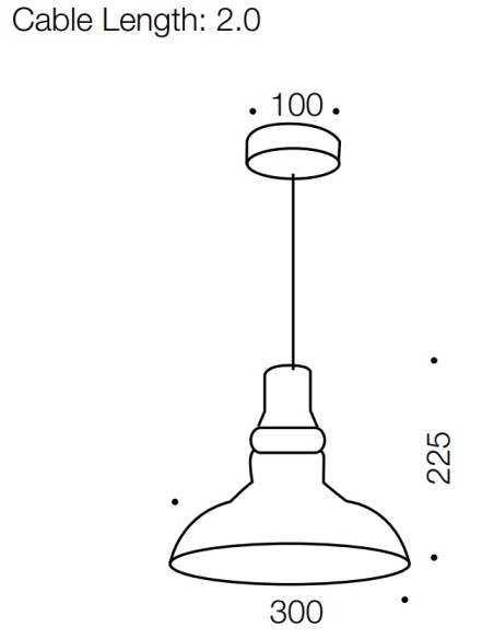 Hertel 1 Light Pendant Large - Black/Amber HERTEL PE30-BKAM