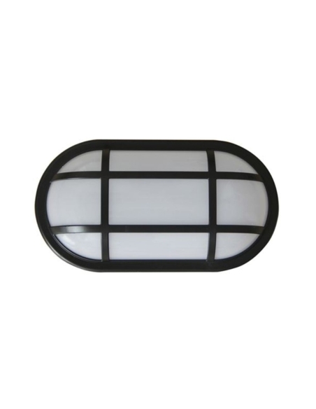 BULK11 - BULK Oval LED Exterior Bulkhead Lights with Optional Cage IP65 - Black / 3000K