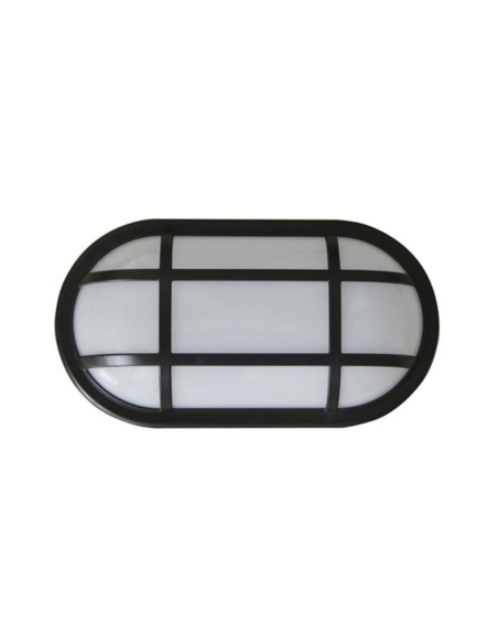 BULK12 - BULK Oval LED Exterior Bulkhead Lights with Optional Cage IP65 - Black / 5000K