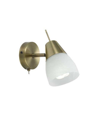 Gibson Wall Lamp 14 watt E27 On/Off Diameter 105mm - Antique Brass/White Marble