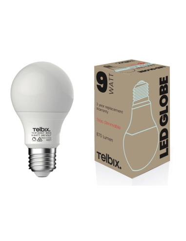 G A609E27OP860D - E27 A60 9W LED GLOBE Opal DIMG A609E27OP860D