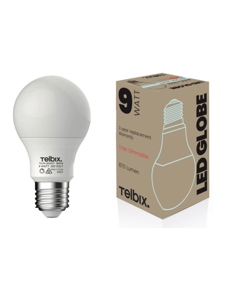 G A609E27OP860D - E27 A60 9W LED GLOBE Opal DIMG A609E27OP860D