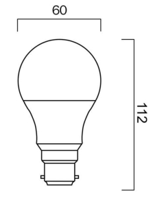 A60 LED Globe 9 watt B22 Diameter 60mm Height 112mm G A609B22OP860 2