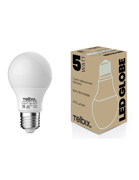 G A605E27OP840 - E27 A60 5W LED GLOBE Opal NON-DIMG A605E27OP840