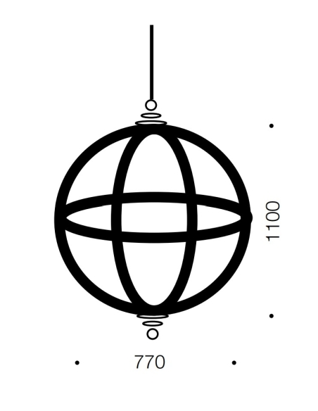 Florin 8 Pendant 8x25 watt E14 Height 1100mm FLORIN PE8-WI