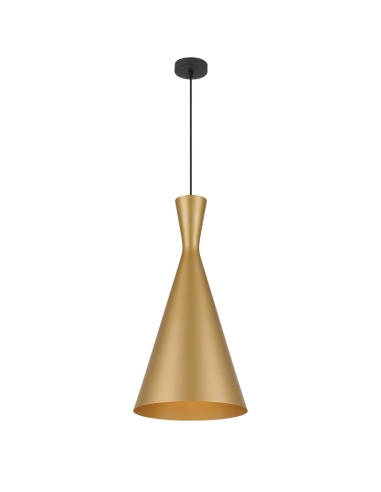 E27max Shade Diameter 305mm Shade Height 605mm Canopy Diameter 100mm Cable 2.0m - Textured Gold Brushed/Black