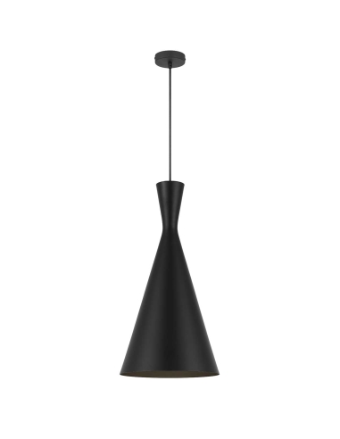 Flero 30 Pendant E27max Shade Diameter 305mm Shade Height 605mm Canopy Diameter 100mm Cable 2.0m - Textured Black Brushed/Black