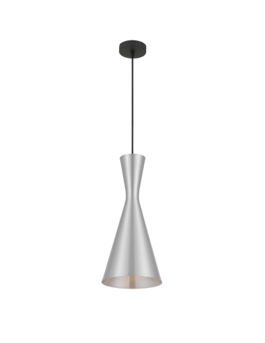 Telbix Flero Pendant Light 25w E27 max D20 - Textured Aluminium Brushed/Black