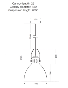 Fabrica 40 Pendant 40 watt E27max Diameter 400mm Height FABRICA PE40-WH 2