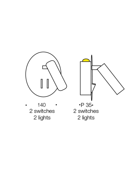 Esra Wall Lamp 1x3 watt 2 switch Diameter 140mm ESRA WB-SL