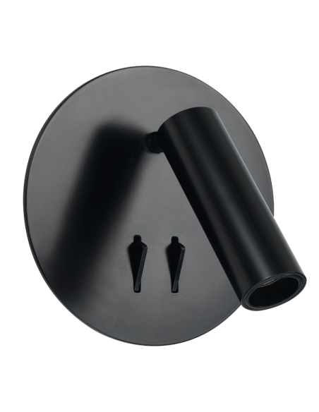 Esra Wall Lamp 1x3 watt 2 switch Diameter 140mm Projection 35mm - Black - 3000k/50x250Lm
