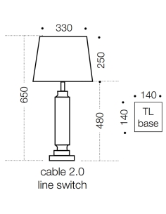 Dorcel Table Lamp 25 watt E27max Dia.300mm Height 650mm DORCEL TL-NKCL 2