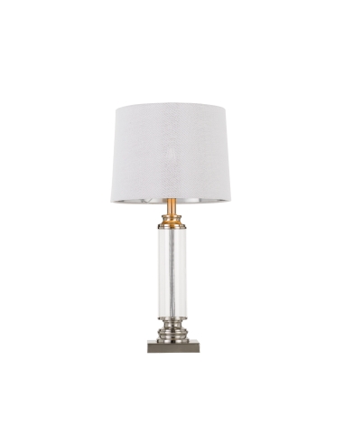 Dorcel Table Lamp 25 watt E27max Dia.300mm Height 650mm cable 2.0m line switch - Nickel/Clear+White/Silver