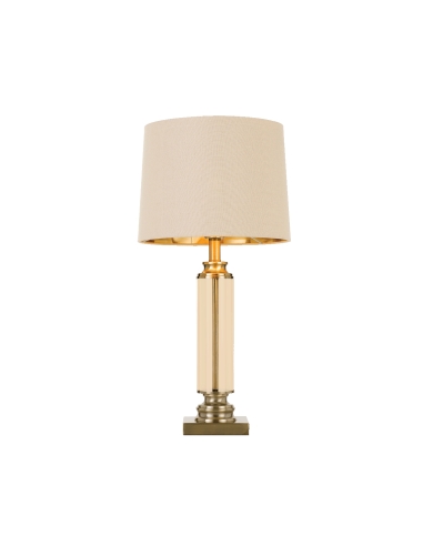 Dorcel Table Lamp 25 watt E27max Dia.300mm Height 650mm cable 2.0m line switch Antique Brass/Amber+Cream Shade/Gold