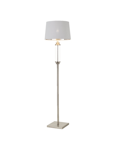 Dorcel Floor Lamp - Foot switch Nickel/Clear + White/Silver