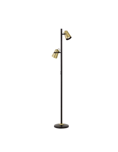 Deny Floor Lamp 2x6 watt GU10max Dia.90mm Height 1500mm Double Switch on pole - Black/Brass Matt