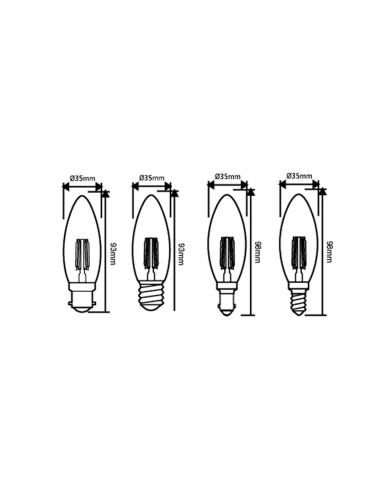 CF38DIM - Candle LED Filament Dimmable Globes CF38DIM