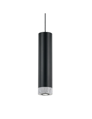 Telbix Dakota Pendant 5 watt GU10 LED Dimmable Dia.120mm Height 500mm 2.0m cable Black/Black/Marble - 3000K 500Lm