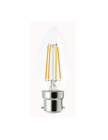 CLA Lighting LED Light Globe Dimm Filament 4W Candle BC 6000K CLR 360D 400lm - CF39DIM