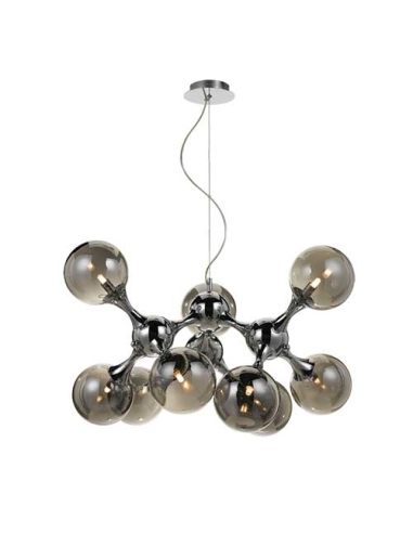 Telbix Cosmic 80 Pendant 9x28 watt max G9 Height 330mm Width 800mm Cable 1.0m - Chrome/Smoke