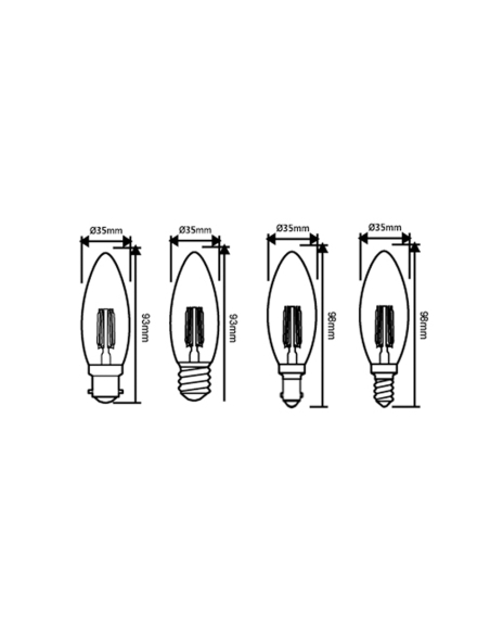 CF40DIM - Candle LED Filament Dimmable Globes CF40DIM