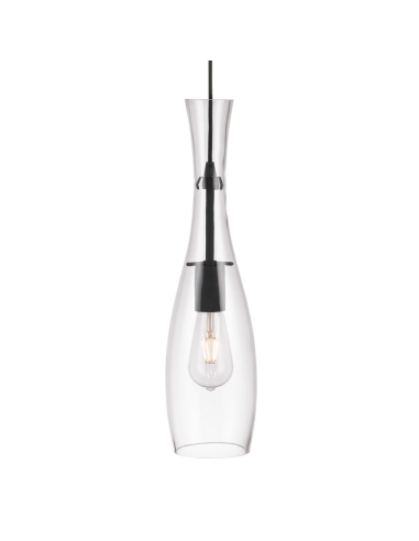 Telbix Conie 1 Pendant 25 watt E27max Diameter 130mm Height 500mm Cable 2.0m - Black/Clear