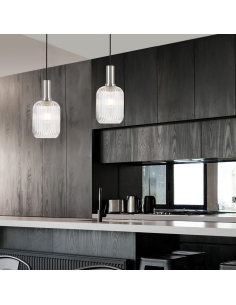 Telbix Bonura Clear & Nickel 25W E27 Modern Pendant Light - BONURA PE14-NKCL 2