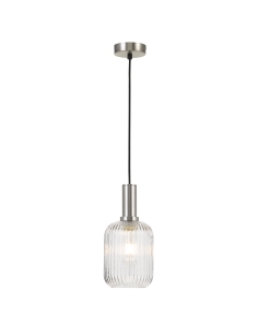 Telbix Bonura Clear & Nickel 25W E27 Modern Pendant Light - BONURA PE14-NKCL