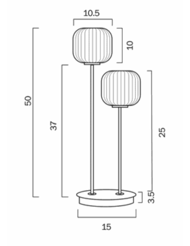 BOBO TL2-BKSM - BOBO 2 LIGHTS TABLE LAMP - BLACKBOBO TL2-BKSM
