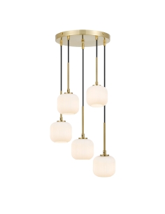 Telbix Bobo Antique Gold & Opal Matt Pendant Light - BOBO BOBO PE05-AGOM
