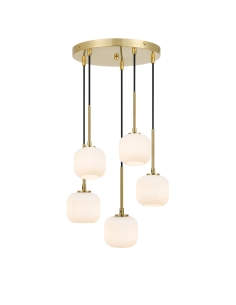 Telbix Bobo Antique Gold & Opal Matt Pendant Light - BOBO BOBO PE05-AGOM 2